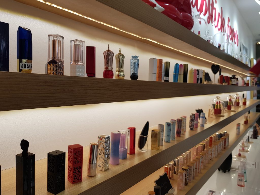 Lipstick cases on display